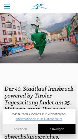 Vorschau der mobilen Webseite www.stadtlauf-innsbruck.com, Innsbrucker Stadtlauf