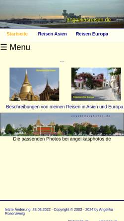 Vorschau der mobilen Webseite www.angelikasreisen.de, Angelikareisen.de [Angelika Rosenzweig]
