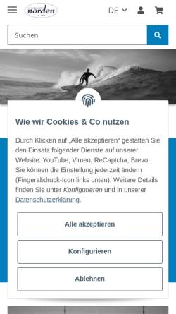 Vorschau der mobilen Webseite www.norden-surfboards.de, Norden Surfboards