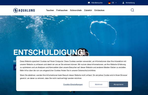 Vorschau von www.aqualung.de, JWL Aqualung Tauchsportartikel GmbH