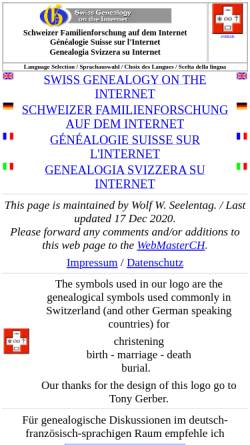 Vorschau der mobilen Webseite kunden.eye.ch, Schweizer Familienforschung auf dem Internet