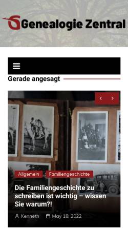 Vorschau der mobilen Webseite www.genealogie-zentral.ch, Zentralschweizerische Gesellschaft für Familienforschung (ZGF)