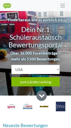 Vorschau der mobilen Webseite www.schueleraustausch.de, Schüleraustausch USA