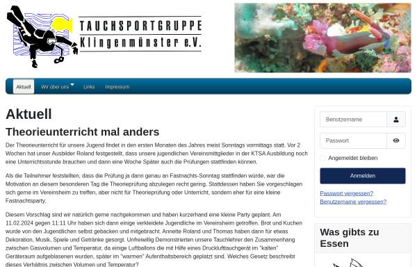 Vorschau von www.tauchsportgruppe-klingenmünster.de, Tauchsportgruppe Klingenmüster e.V.