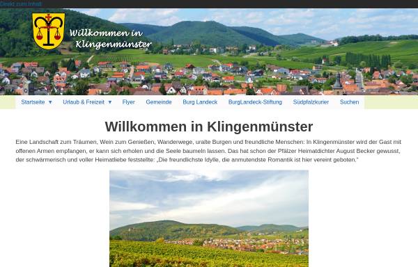 Vorschau von www.klingenmuenster.org, Verein für Tourismus, Wein und Kultur e.V. Klingenmünster