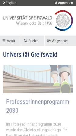 Vorschau der mobilen Webseite www.uni-greifswald.de, Ernst-Moritz-Arndt-Universität Greifswald