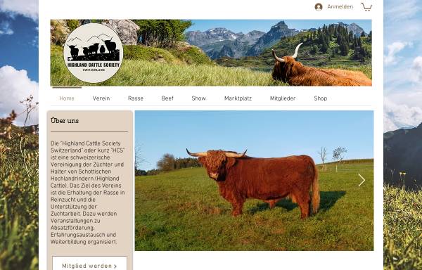 Vorschau von www.highlandcattle.ch, The Highland Cattle Society