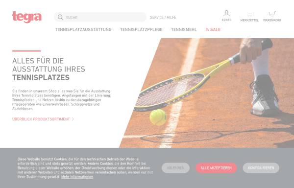 Vorschau von www.tennisgeraete.de, Tegra Baustoffe Gmbh.[D-33729 Bielefeld]