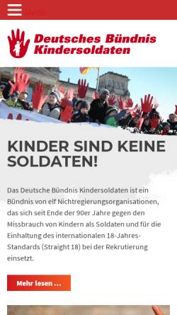 Vorschau der mobilen Webseite www.kindersoldaten.info, Deutsche Koordination Kindersoldaten