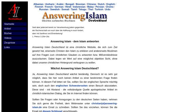 Vorschau von www.answering-islam.de, Answering Islam Deutschland