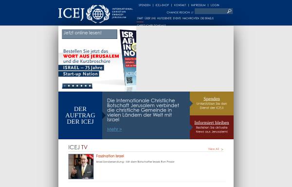 Vorschau von www.icej.de, Internationale Christliche Botschaft Jerusalem - Deutscher Zweig e.V.