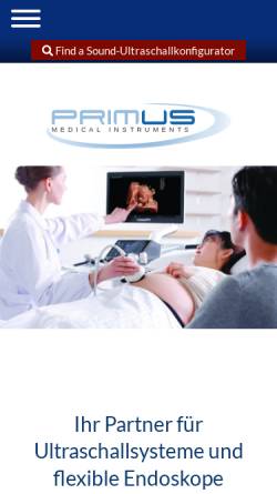 Vorschau der mobilen Webseite www.primus-ultraschall.de, Primus Medical Instruments GmbH