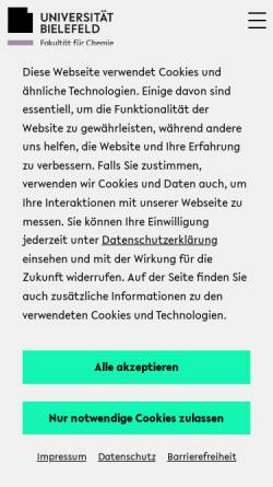 Vorschau der mobilen Webseite www.uni-bielefeld.de, Fakultät für Chemie der Universität Bielefeld