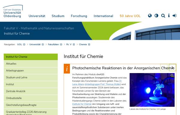 Vorschau von www.chemie.uni-oldenburg.de, Institut für Reine und Angewandte Chemie an der Universität Oldenburg
