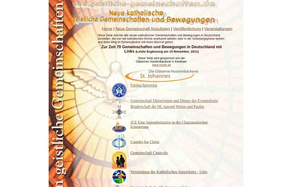 Vorschau von www.geistliche-gemeinschaften.de, Geistliche Gemeinschaften und Bewegungen