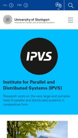 Vorschau der mobilen Webseite www.ipvs.uni-stuttgart.de, Institut für Parallele und Verteilte Systeme (IPVS)