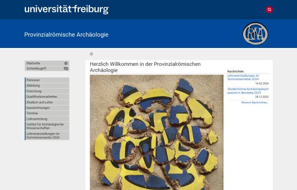 Vorschau von www.provroem.uni-freiburg.de, Abteilung für Provinzialrömische Archäologie der Universität Freiburg