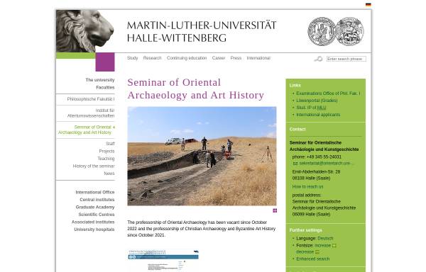 Vorschau von www.orientarch.uni-halle.de, Institut für Orientalische Archäologie und Kunst der Martin-Luther-Universität Halle-Wittenberg