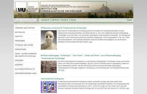 Vorschau von www.vaa.fak12.uni-muenchen.de, Institut für Vorderasiatische Archäologie der Universität München