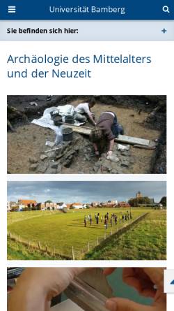 Vorschau der mobilen Webseite www.uni-bamberg.de, Lehrstuhl für Archäologie des Mittelalters und der Neuzeit der Universität Bamberg
