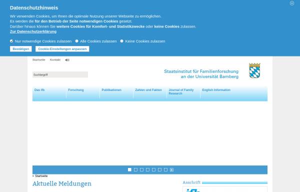 Vorschau von www.ifb.bayern.de, Staatsinstitut für Familienforschung an der Universität Bamberg (ifb)