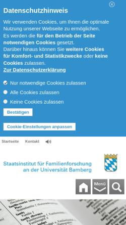 Vorschau der mobilen Webseite www.ifb.bayern.de, Staatsinstitut für Familienforschung an der Universität Bamberg (ifb)