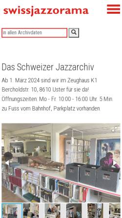 Vorschau der mobilen Webseite www.jazzorama.ch, SwissJazzOrama