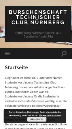 Vorschau der mobilen Webseite www.technischer-club.de, Technischer Club zu Nürnberg