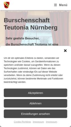 Vorschau der mobilen Webseite www.teutonia-nuernberg.de, Teutonia zu Nürnberg
