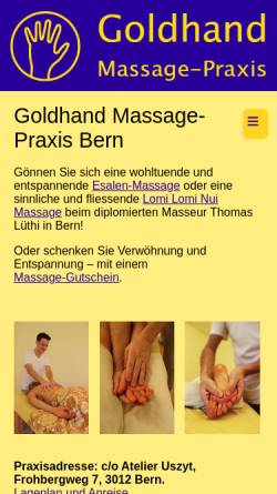 Vorschau der mobilen Webseite www.goldhand.ch, Goldhand Massagepraxis