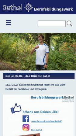 Vorschau der mobilen Webseite bbw-bethel.de, Berufsbildungswerk Bethel