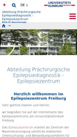 Vorschau der mobilen Webseite www.uniklinik-freiburg.de, Epilepsiezentrum Freiburg