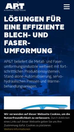 Vorschau der mobilen Webseite www.apt-deutschland.de, AP&T Automation, Press & Tooling AB