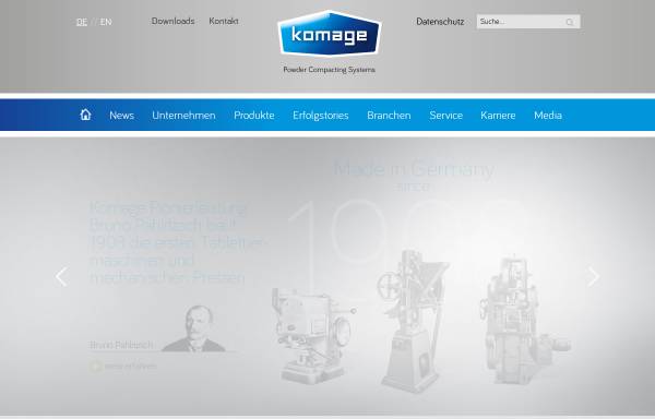 Vorschau von www.komage.de, KOMAGE Gellner Maschinenfabrik KG