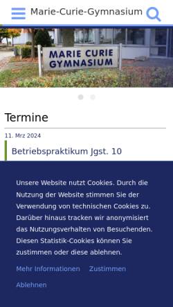 Vorschau der mobilen Webseite mcg-boenen.de, Marie-Curie-Gymnasium Bönen