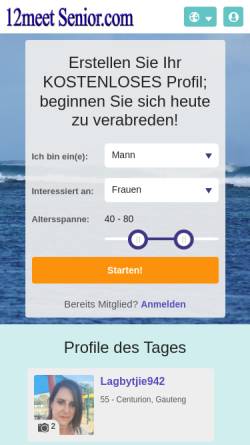 Vorschau der mobilen Webseite www.12meetsenior.de, 12meetsenior.de