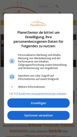 Vorschau der mobilen Webseite www.planetsenior.de, PlanetSenior