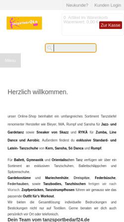 Vorschau der mobilen Webseite www.tanzsportbedarf24.de, Niederprüm Druck und Media GmbH