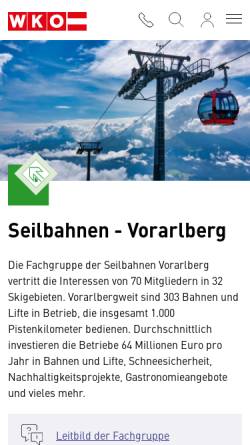 Vorschau der mobilen Webseite www.winterbahnen.at, Seilbahnen und Lifte auf einen Blick