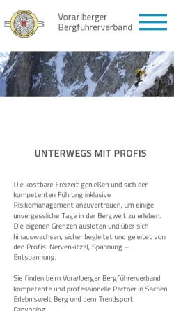 Vorschau der mobilen Webseite www.vorarlberg.bergfuehrer.at, Vorarlberger Bergführerverband