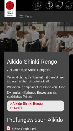 Vorschau der mobilen Webseite www.shinkirengo.de, Aikido Shinki Rengo