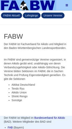Vorschau der mobilen Webseite www.aikido-fabw.de, Fachverband für Aikido in Baden Württemberg