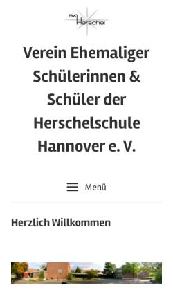 Vorschau der mobilen Webseite www.ehemalige-herschelschule.de, Hannover - Verein Ehemaliger Schülerinnen und Schüler der Herschelschule Hannover e.V.