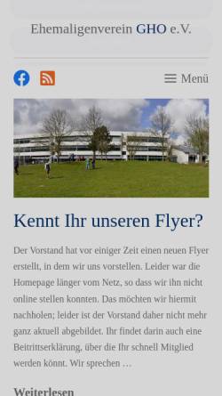 Vorschau der mobilen Webseite www.ehemaligenverein-gho.de, Heide - Ehemaligenverein Gymnasium Heide-Ost e.V.