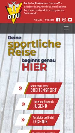 Vorschau der mobilen Webseite www.dtu.de, Deutsche Taekwondo Union