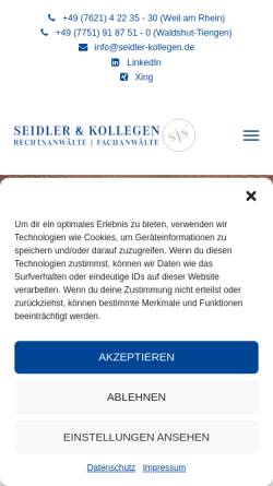 Vorschau der mobilen Webseite seidler-und-kollegen.sjslex.com, Seidler und Kollegen, Anwaltskanzlei