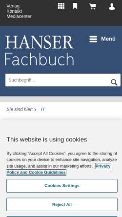 Vorschau der mobilen Webseite www.hanser-fachbuch.de, Hanser