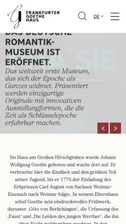Vorschau der mobilen Webseite frankfurter-goethe-haus.de, Goethe-Museum