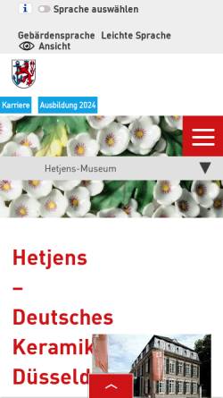 Vorschau der mobilen Webseite www.duesseldorf.de, Hetjens-Museum