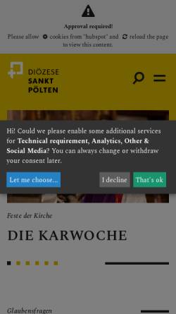 Vorschau der mobilen Webseite www.kirche.at, Kirche.at